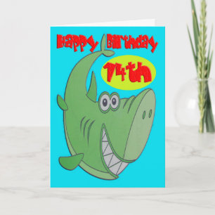 Tarjeta Decimocuarto cumpleaños del Tiburón Verde
