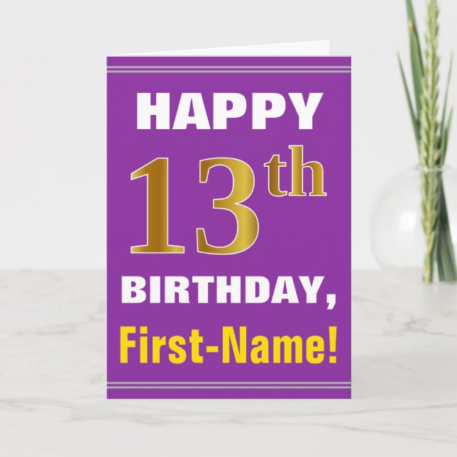 Tarjeta Décimotercero cumpleaños del oro intrépido, (Anverso)
