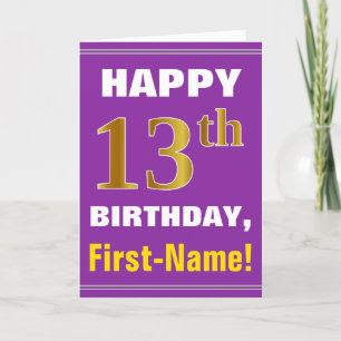 Tarjeta Décimotercero cumpleaños del oro intrépido,