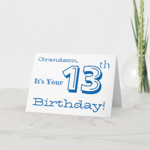 Tarjeta Décimotercero saludo del cumpleaños del nieto en