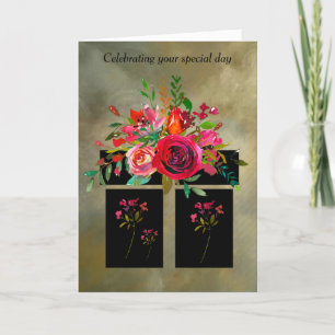 Tarjeta Decir Feliz cumpleaños con flores adorables