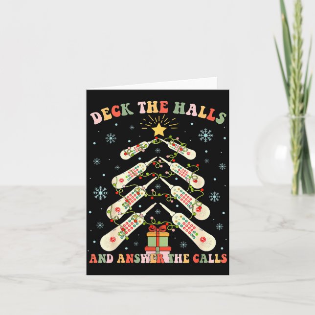 Tarjeta Deck The Halls &amp; Answer The Calls Cna Christma (Anverso)