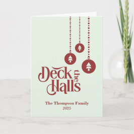 Tarjeta "Deck The Halls" Navidades verdes claros