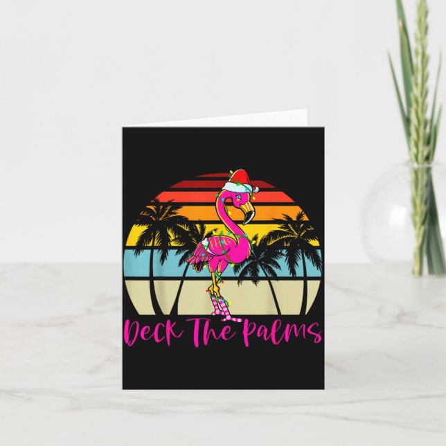 Tarjeta Deck The Palms Christmas Flamingo Palm Tree Trocal (Anverso)
