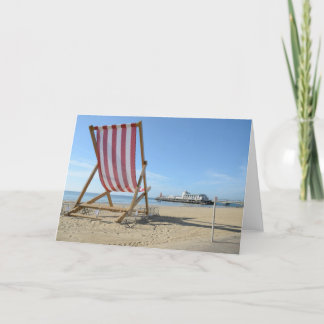 TARJETA DECKCHAIR GIGANTE, PLAYA DE BOURNEMOUTH, DORSET,