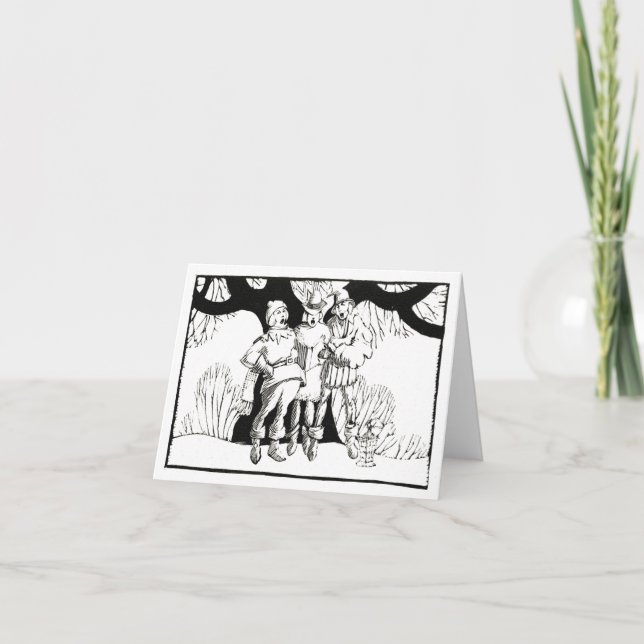 Tarjeta Deco Medieval Carolers estilo grabado en madera an (Anverso)