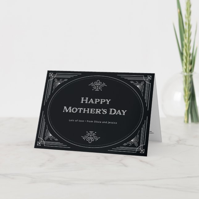 Tarjeta Deco moderno | Feliz Día de la Madre en blanco y n (Anverso)