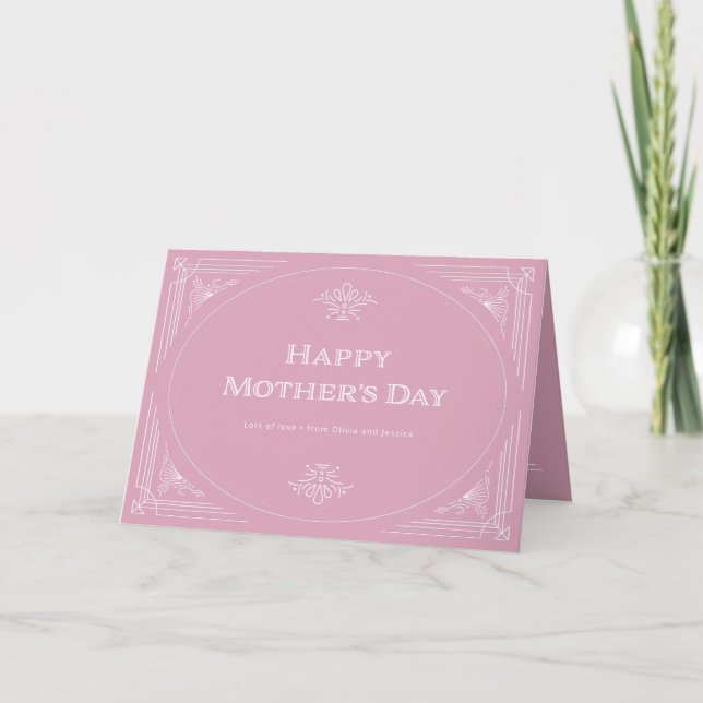 Tarjeta Deco moderno | Feliz Día de la Madre Rosa (Anverso)