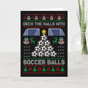 Tarjeta Decora El Salón Con Fútbol Ugly Christmas Soccer P