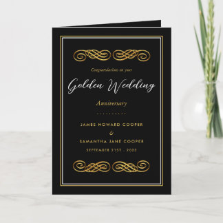 Tarjeta Decoración con adornos de oro, 50 años de Boda
