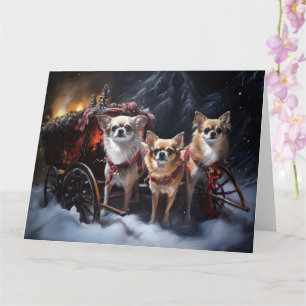 Tarjeta Decoración de los Navidades Chihuahua Snowy Sleigh