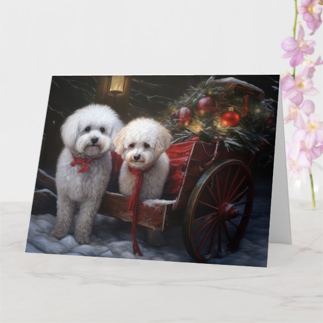 Tarjeta Decoración de los Navidades de Bichon Frise Snowy  (Orquídea)