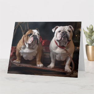 Tarjeta Decoración de los Navidades de bulldog Snowy Sleig