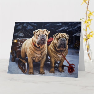 Tarjeta Decoración de los Navidades de Shar Pei Snowy Slei
