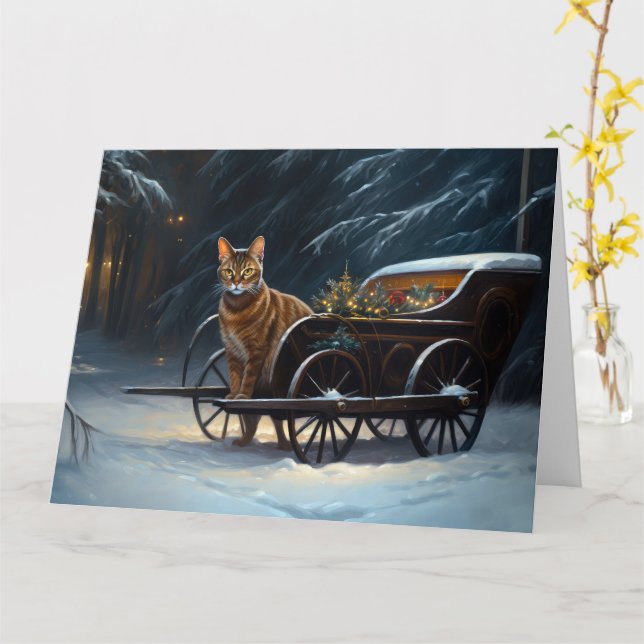 Tarjeta Decoración de los Navidades de Snowy Sleigh Ride (flor amarilla)
