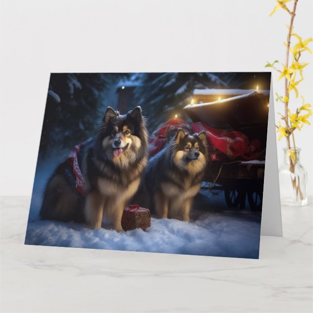 Tarjeta Decoración de los Navidades finlandeses Lapphund S (flor amarilla)