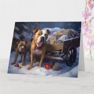 Tarjeta Decoración de los Navidades Pitbull Snowy Sleigh