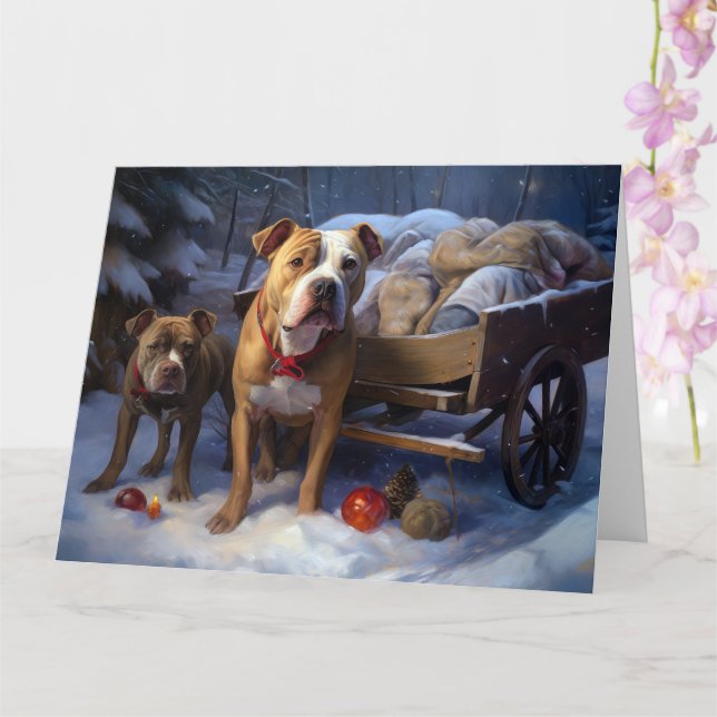 Tarjeta Decoración de los Navidades Pitbull Snowy Sleigh (Orquídea)