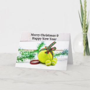 Tarjeta Decoración de Navidad de tenis con pelota y cinta