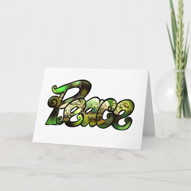 Tarjeta Decoración de navidad verde de paz (Anverso)