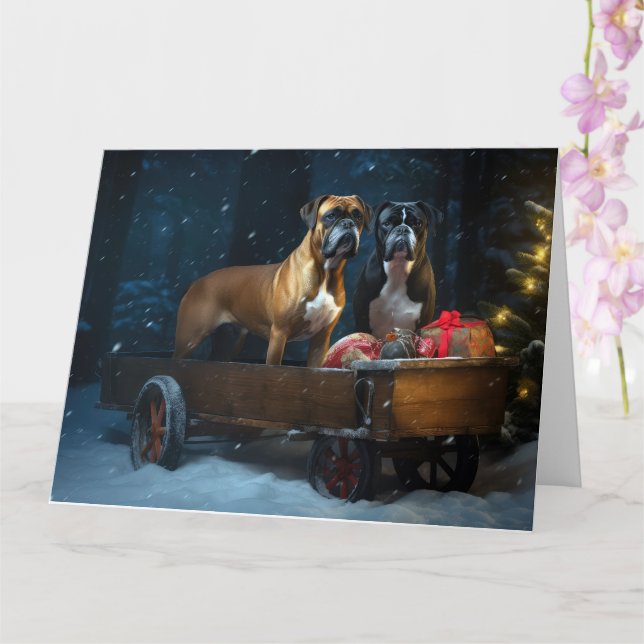 Tarjeta Decoración de Navidades Boxer Snowy Sleigh (Orquídea)