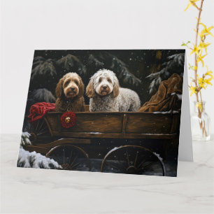 Tarjeta Decoración de Navidades de Cockapoo Snowy Sleigh
