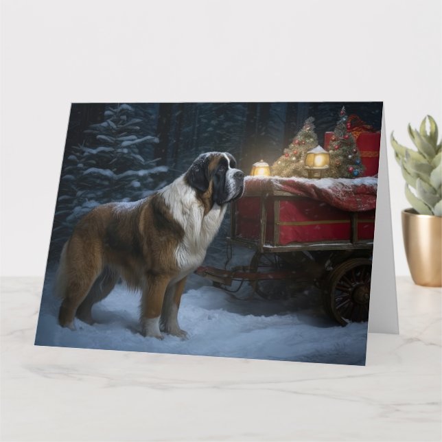 Tarjeta Decoración de Navidades de Saint Bernard Snowy Sle (Planta pequeña)