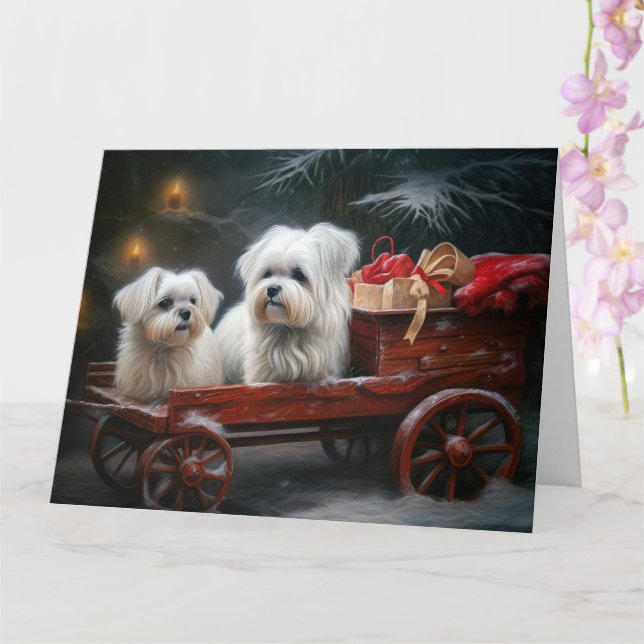 Tarjeta Decoración de Navidades malteses Snowy Sleigh (Orquídea)