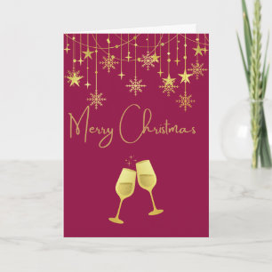 Tarjeta Decoración de oro y Navidades de copas de vino
