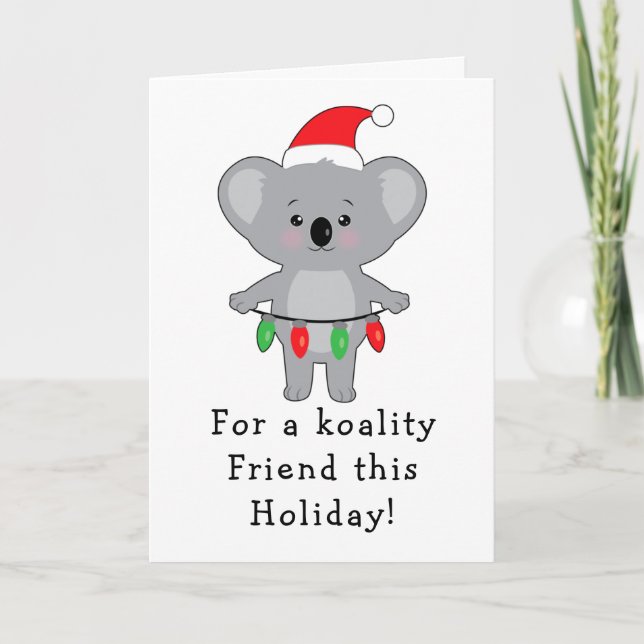 Tarjeta Decoración de oso Koala para amigo Navidad (Anverso)