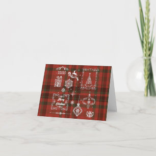 Tarjeta Decoración navideña a cuadros perfecta rojo-blanco