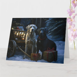 Tarjeta Decoración Navideña Trineo Nevado de Labrador