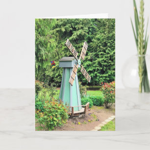 Tarjeta Decoración verde del jardín de molinos de viento