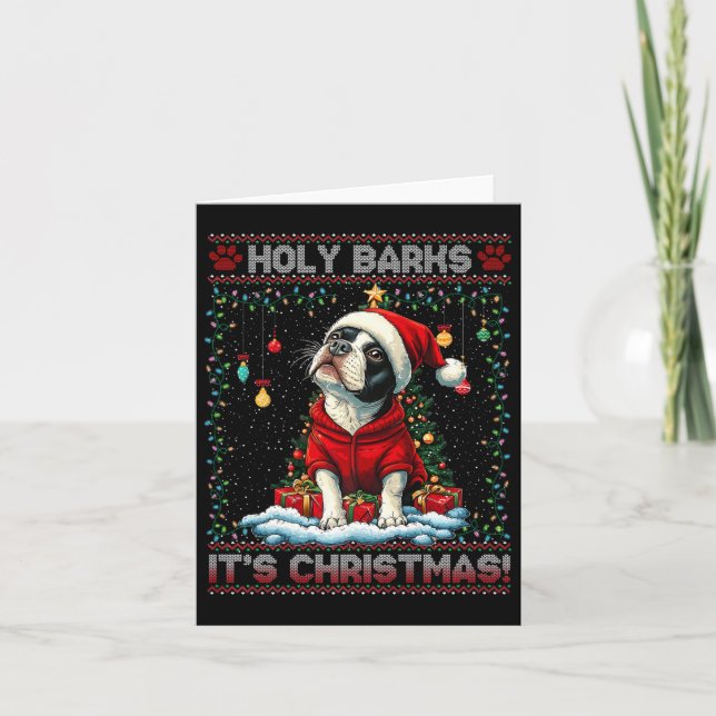 Tarjeta Decoraciones de árboles de navidad terribles de Bo (Anverso)
