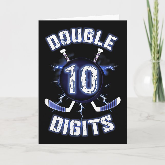 Tarjeta Decoraciones de cumpleaños de dos dígitos hockey s (Anverso)