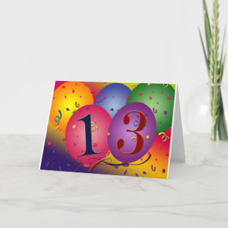 Tarjeta Decoraciones en globo por 13 años
