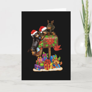 Tarjeta Decoraciones Navideñas al Aire Libre con Dachshund