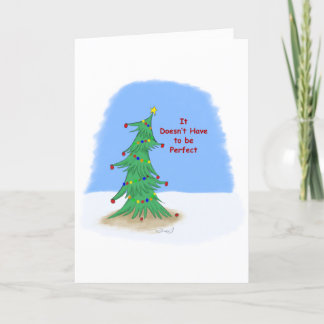 Tarjeta decorada con árbol de Navidad no perfecto