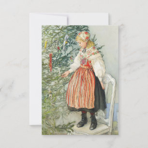 Tarjeta Decorando el árbol de Navidad - Carl Larsson