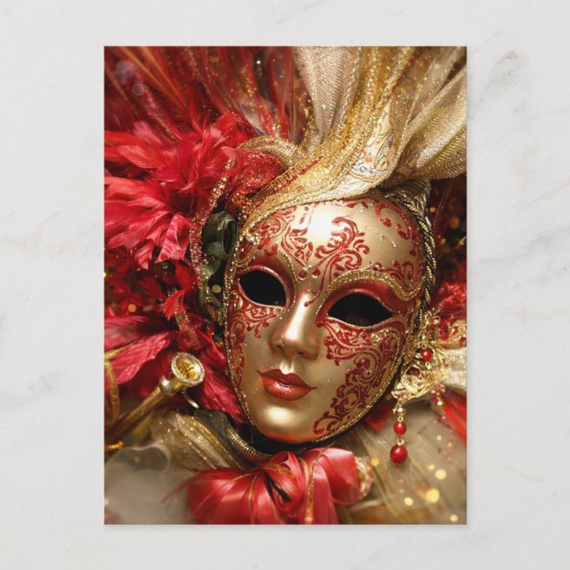 Tarjeta Decorativa de Máscara de Carnaval de Lujo (Anverso)
