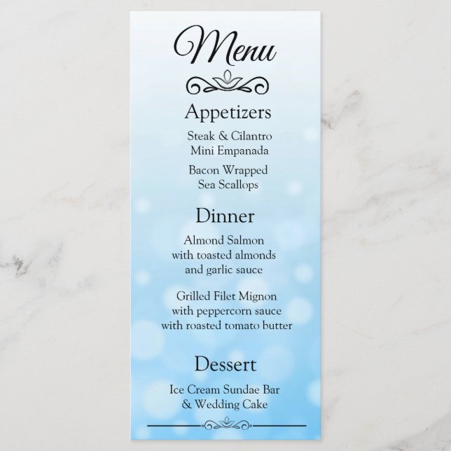Tarjeta decorativa elegante del Boda Blue Bokeh (Anverso)
