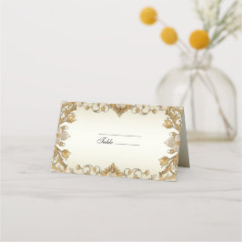 Tarjeta decorativa Gold Place con flores blancas
