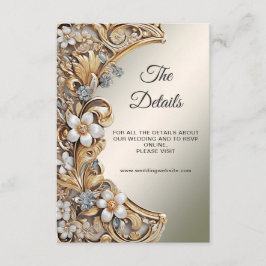 Tarjeta decorativa Gold White Floral con detalles 