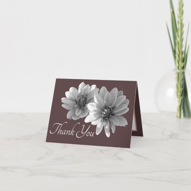Tarjeta Decorativos Dahlias Brown Background Gracias (Anverso)