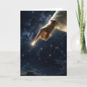 Tarjeta Dedo de Dios sosteniendo una estrella en su lugar