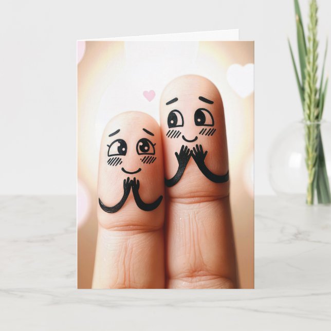 Tarjeta Dedos De Aniversario Enamorados (Anverso)