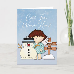 Tarjeta Dedos Fríos Corazón Cálido - Ángel de Invierno & M