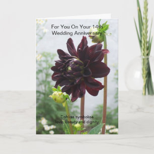 Tarjeta Deep Red Black Dahlia 14° Aniversario Boda
