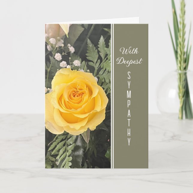 Tarjeta Deepest Sympathy yellow rose greeting (Anverso)