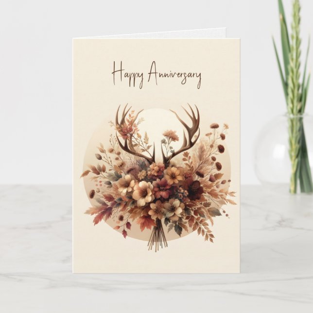 Tarjeta Deer Antler Autumn Bouquet (Anverso)